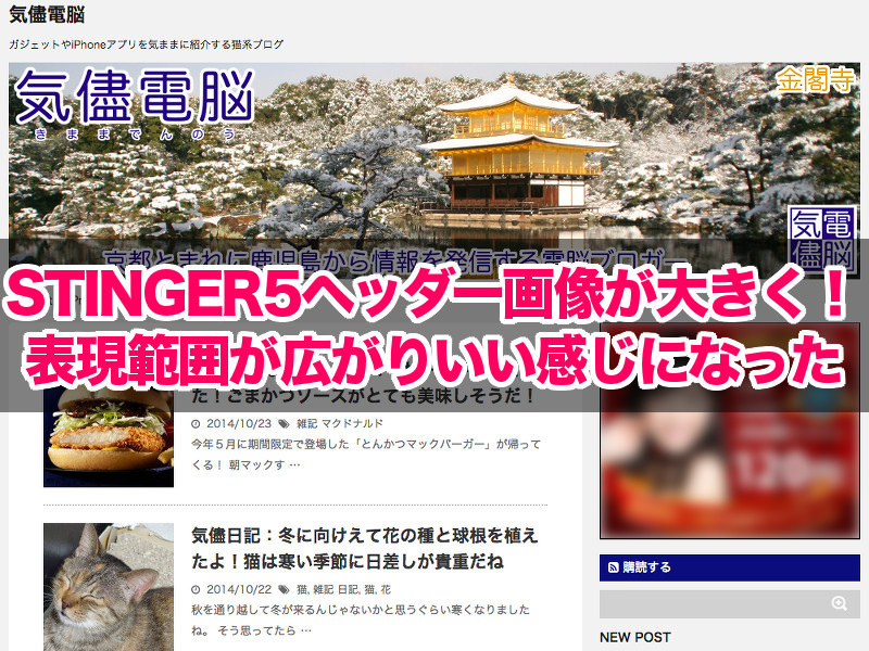 STINGER5のヘッダー画像が大きく！