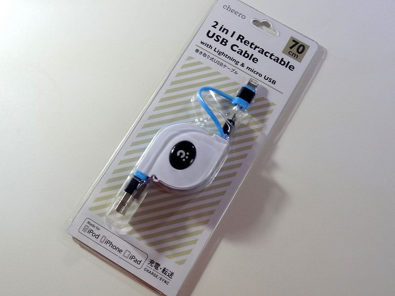 cheero 2in1 Retractable USB Cable