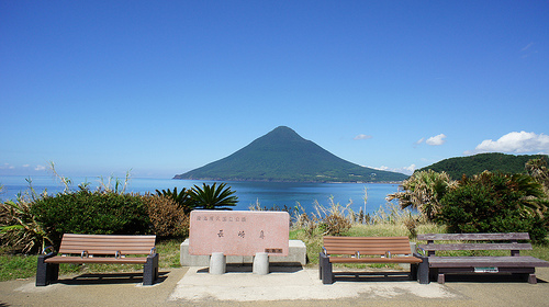 長崎鼻から見た開聞岳